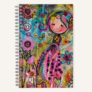 Cuaderno *~* AN1  Fantasía Floral Caprichosa Niña Feliz