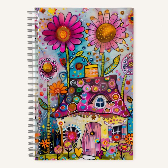 Cuaderno *~* AN1  Floral Fantasy Art  Whimsical COTTAGE (Anverso)