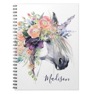 Cuaderno Añada su unicornio vestido el floral conocido