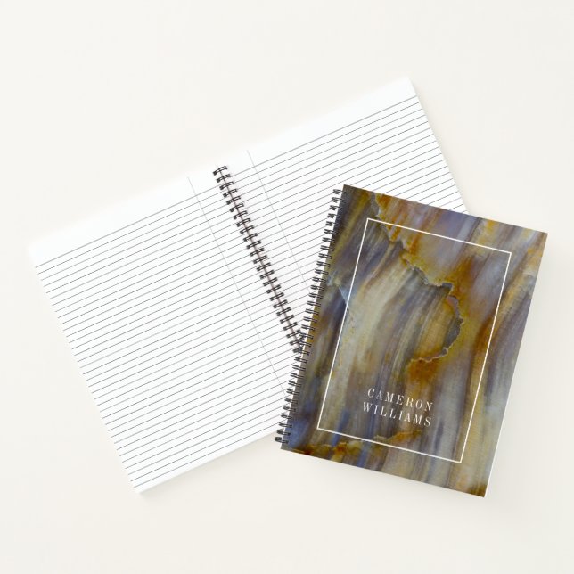 Cuaderno Añade tu nombre | Madera petrificada ondulada (Interior)