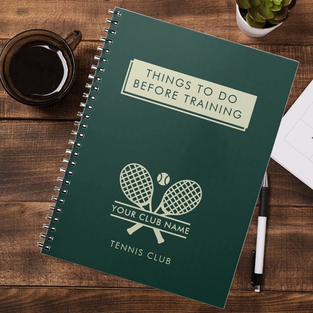 Cuaderno Añadir el nombre del club Tennis Team Player Green (Lawn Tennis Club Custom Team Members Swag Journal Notebook)