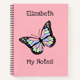 Cuaderno Añadir el texto   Mariposa hermosa en rosa