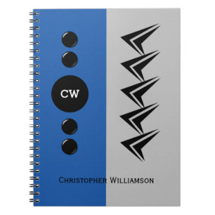 Cuaderno Añadir iniciales de nombre azul y gris