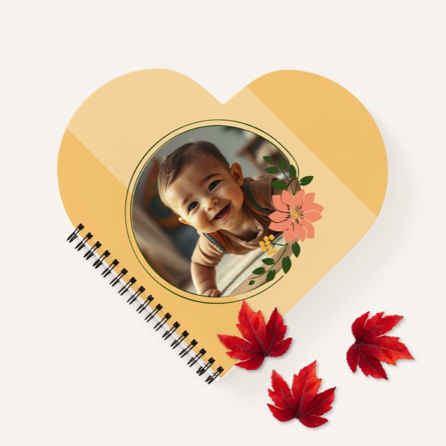 Cuaderno Añadir la foto (The front of the custom Add Photo heart shaped notebook)