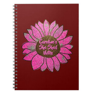 Cuaderno Añadir nombre cambiar texto Shed Sunflower rosado