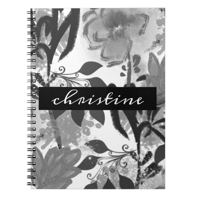 Cuaderno Añadir nombre de script | Patrón floral botánico n (Frente)