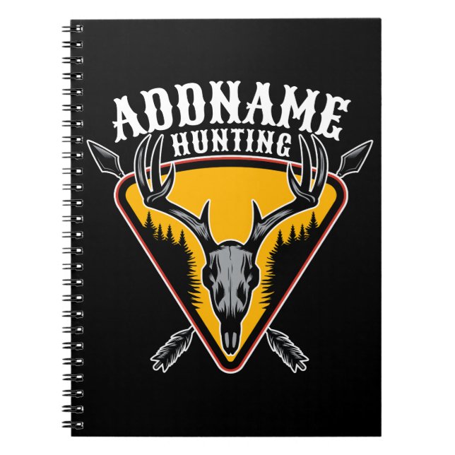 Cuaderno AÑADIR NOMBRE Hunter Elk Skull Big Antlers Caza de (Frente)