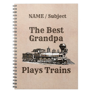 Cuaderno Añadir nombre juega el abuelo del tren de vapor