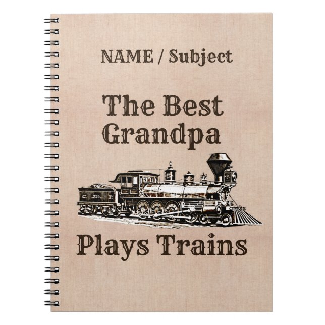 Cuaderno Añadir nombre juega el abuelo del tren de vapor (Frente)