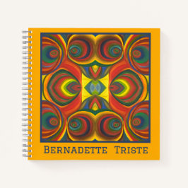 Cuaderno Añadir nombre modelo inspirado en búho Naranja ama