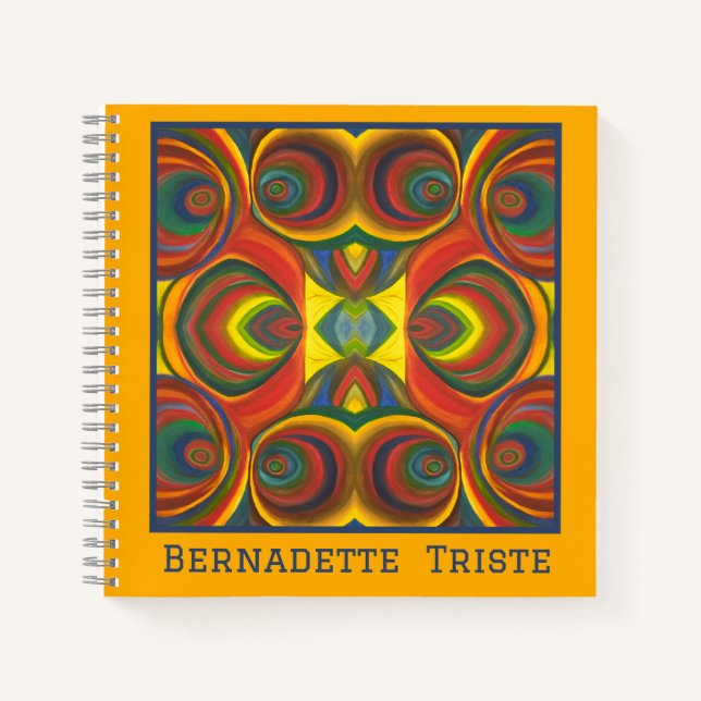 Cuaderno Añadir nombre modelo inspirado en búho Naranja ama (Anverso)