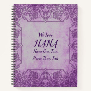 Cuaderno Añadir nombres Cambiar texto Mauve Lace Ama Nana A
