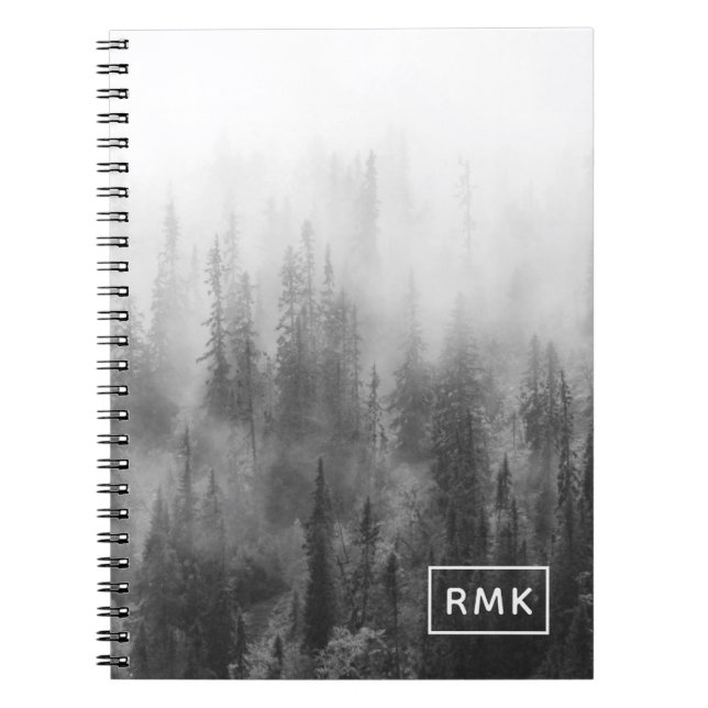 Cuaderno Añadir su monograma | Bosque en niebla (Frente)