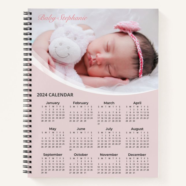 Cuaderno Añadir su propio calendario de fotos de bebé 2024  (Anverso)