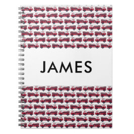 Cuaderno Añadir tu nombre camión de bomberos rojos personal