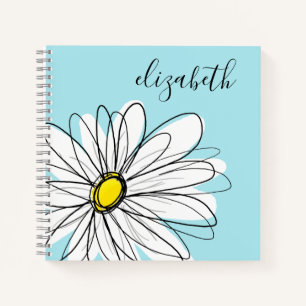 Cuaderno Añadir tu nombre Whimsical Daisy PUEDE editar el c