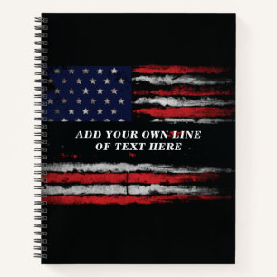 Cuaderno Añadir tu propio texto a la bandera norteamericana