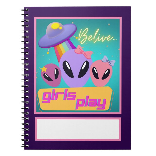 Cuaderno añadir tu tema en el juego de chicas alienígenas (Frente)