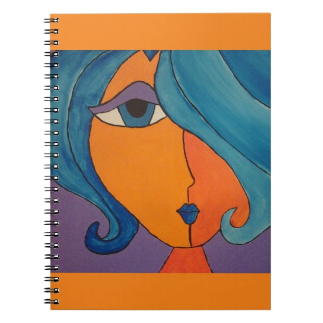 Cuaderno anaranjado brillante líquido del retrato (Frente)