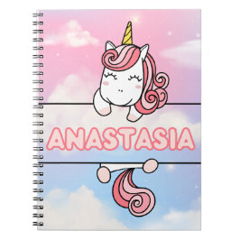 Cuaderno Anastasia Personalizada Unicornio Portátil Girlie