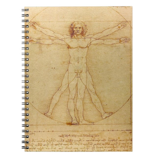 Cuaderno Anatomía del hombre de Leonardo da Vinci Vitruvian (Frente)