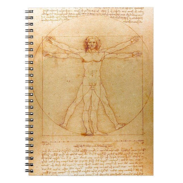 Cuaderno Anatomía humana, hombre de Vitruvian de Leonardo (Frente)