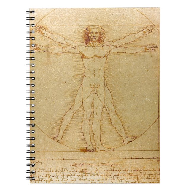 Cuaderno Anatomía humana, hombre de Vitruvian de Leonardo (Frente)