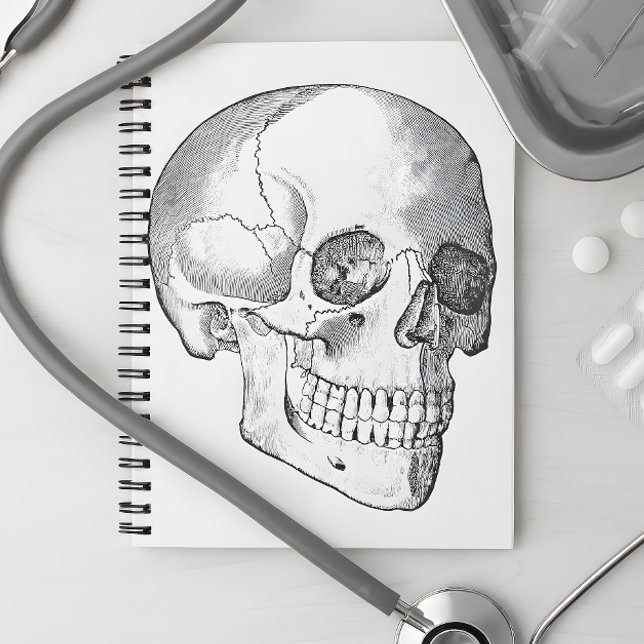 Cuaderno Anatomía médica dibujo del cráneo vintage monocrom (Subido por el creador)