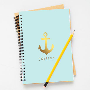 Cuaderno Anchor de Relieve metalizado dorado de Mint y Faux
