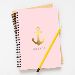 Cuaderno Anchor de Relieve metalizado dorado rosa y falso
