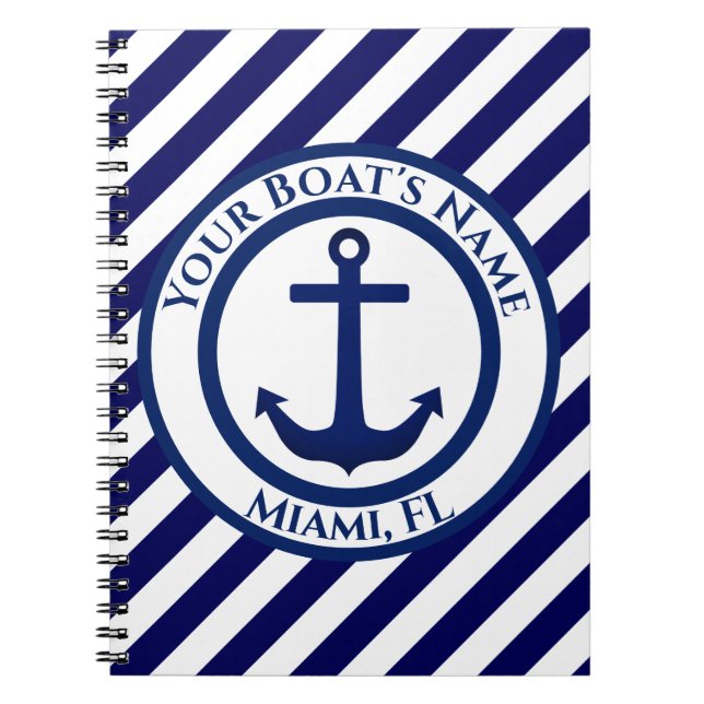 Cuaderno Anchor Stamp and Diagonal Stripes Custom (Frente)