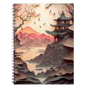 Cuaderno Ancient Chinese Scene Paper Cut Brown