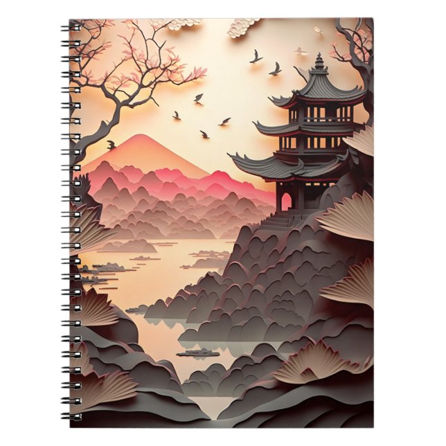 Cuaderno Ancient Chinese Scene Paper Cut Brown (Frente)