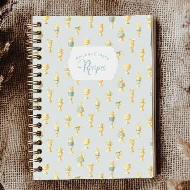 Cuaderno Ancient Greece Dusty Blue White Vases Recipe (Subido por el creador)