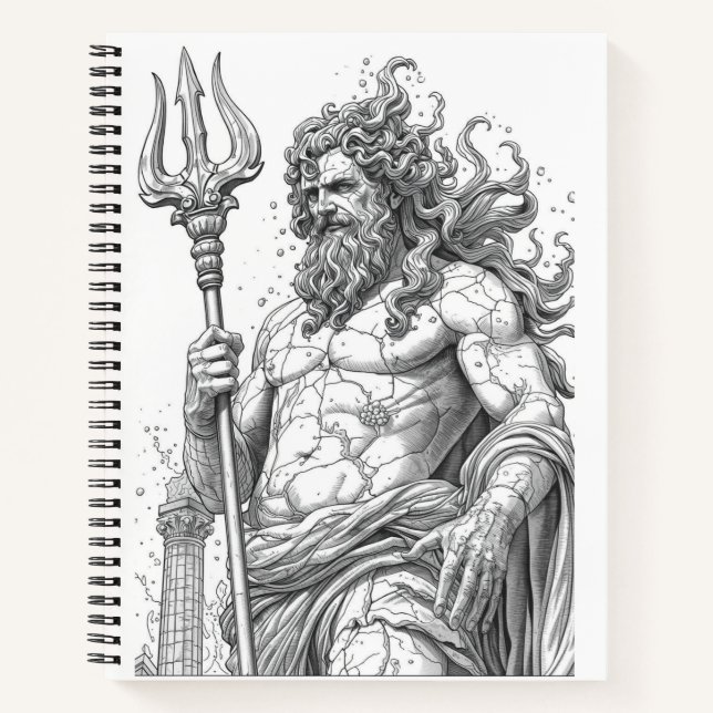 Cuaderno Ancient Greek Poseidon Stone Statue Graphic (Anverso)