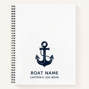 Cuaderno Ancla de barco azul marino náutico