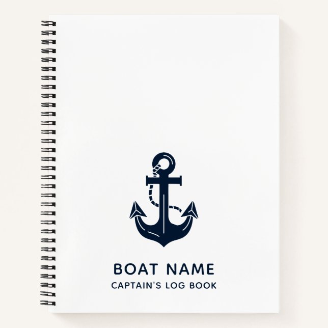 Cuaderno Ancla de barco azul marino náutico (Anverso)