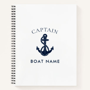Cuaderno Ancla de barco de capitán náutico personalizado