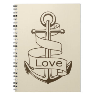 Cuaderno Ancla de barco náutico vintage amor bronceado