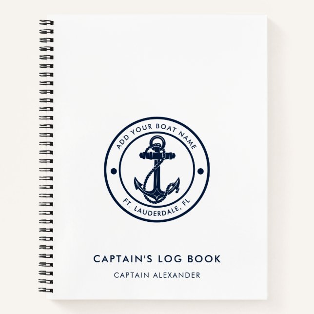 Cuaderno Ancla de barco y registro de capitanes (Anverso)