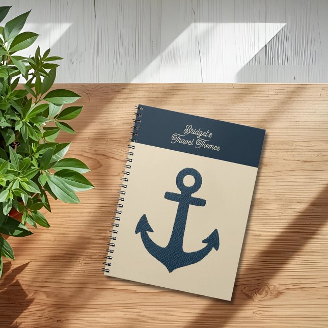 Cuaderno Ancla marina con viaje en la costa monograma Beige (Subido por el creador)