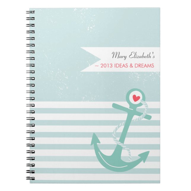 Cuaderno Ancla náutica femenina personalizada (Frente)