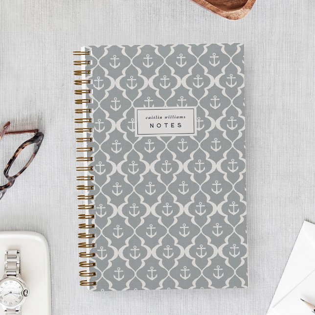 Cuaderno Ancla Ogee Personalizada Gris Claro Náutico (Subido por el creador)