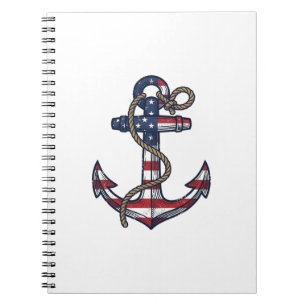 Cuaderno Ancla Patriótica Diseño Vector Vintage_1
