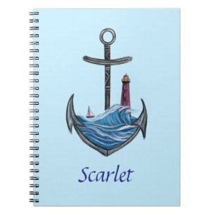 Cuaderno Ancla y faro personalizables (versión 3)
