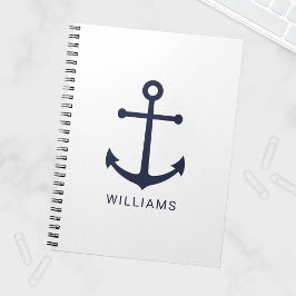 Cuaderno Anclaje azul de la Marina Náutica y nombre persona