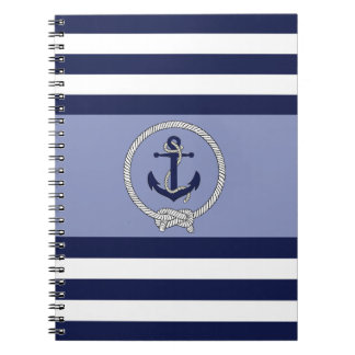 Cuaderno Anclaje azul náutico/nudo marino/franja azul/blanc