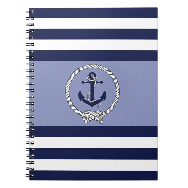 Cuaderno Anclaje azul náutico/nudo marino/franja azul/blanc (Frente)