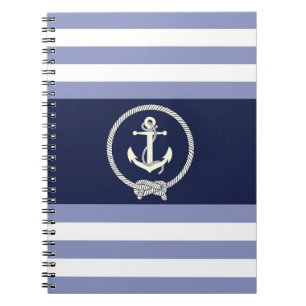 Cuaderno Anclaje blanco náutico/nudo marino/franja azul/bla