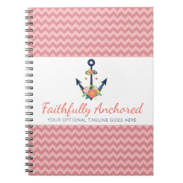 Cuaderno Anclaje floral Nautical Faiy Coral Chevron